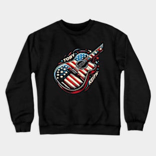 Guitar decorated with patriotic imagery and Toby Keith's name Crewneck Sweatshirt